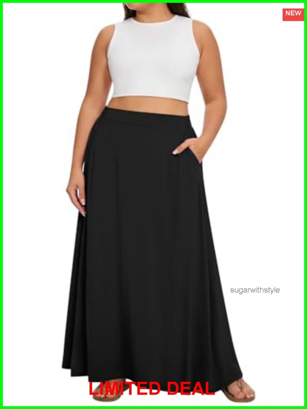 Plus Size Maxi Skirt A-line Flowy Long with Pockets